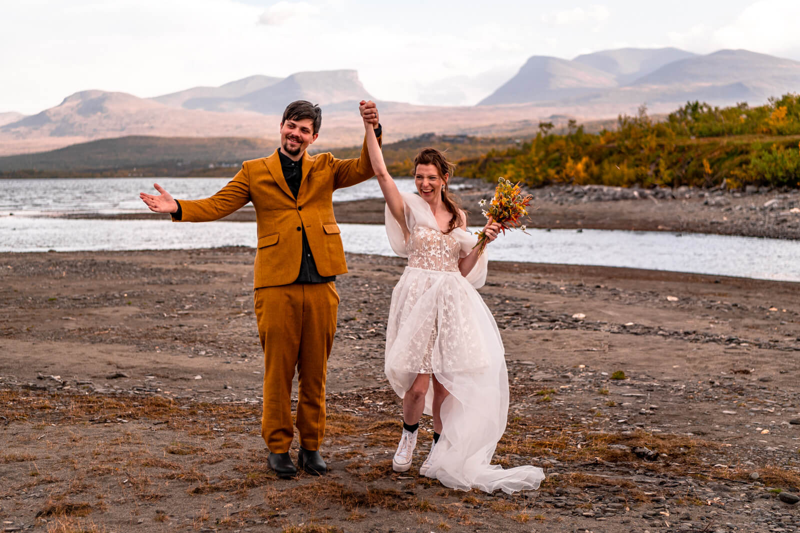 Freshly married couple at Abisko national park