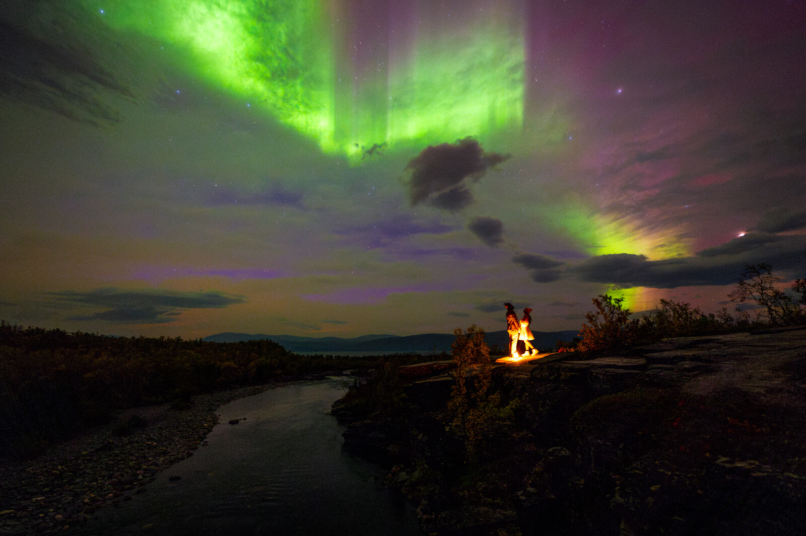 Elopement couple just married in Abisko national park under northern lights