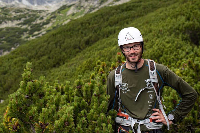 Jarda Zaoral in climbing gear in Slovakia