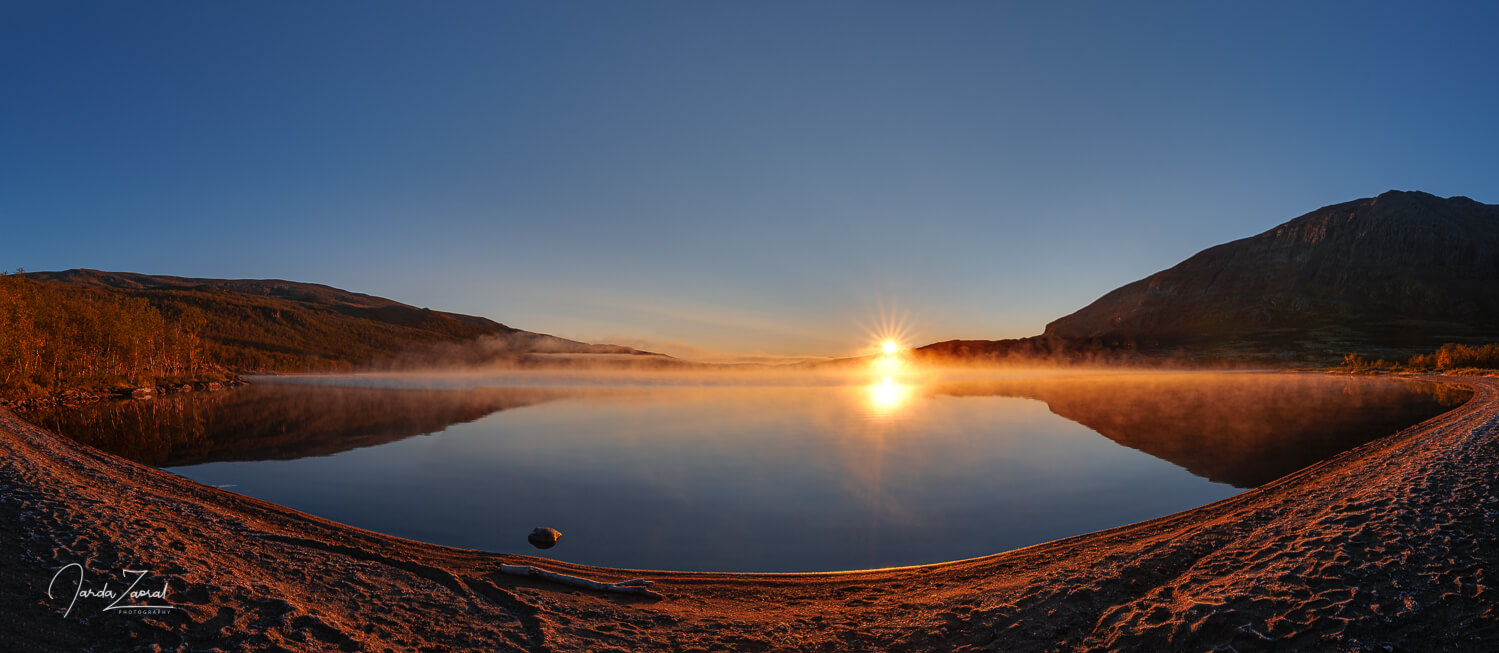 Kungsleden sunrise at lake Abiskojaure
